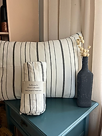 ANTRASİT ÇİZGİLİ ÇİFT KİŞİLİK LASTİKLİ ÇARŞAF SETİ