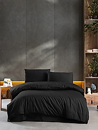 SİYAH PAMUK SATEN ÇİFT KİŞİLİK NEVRESİM TAKIMI