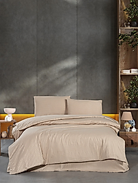 BEJ PAMUK SATEN ÇİFT KİŞİLİK NEVRESİM TAKIMI