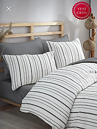 ANTRASİT ÇİZGİLİ TEK KİŞİLİK NEVRESİM TAKIMI