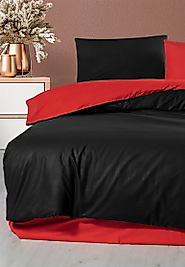 TREND SİYAH-KIRMIZI RANFORCE TEK KİŞİLİK NEVRESİM TAKIMI