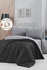 TREND SİYAH-GRİ RANFORCE ÇİFT KİŞİLİK NEVRESİM TAKIMI