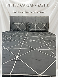 FÜME BAKLAVA ÇİFT KİŞİLİK LASTİKLİ ÇARŞAF SETİ