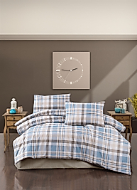 EKOSE MAVİ RANFORCE ÇİFT KİŞİLİK NEVRESİM TAKIMI