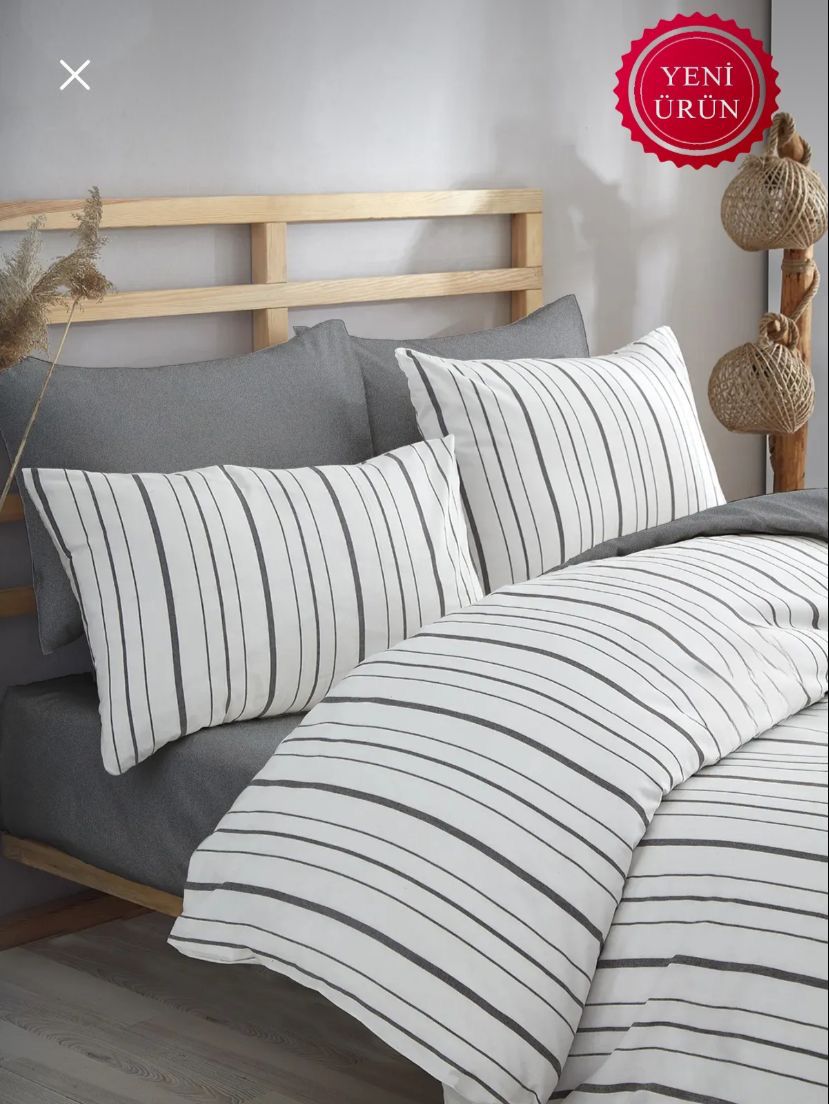 ANTRASİT ÇİZGİLİ ÇİFT KİŞİLİK NEVRESİM TAKIMI