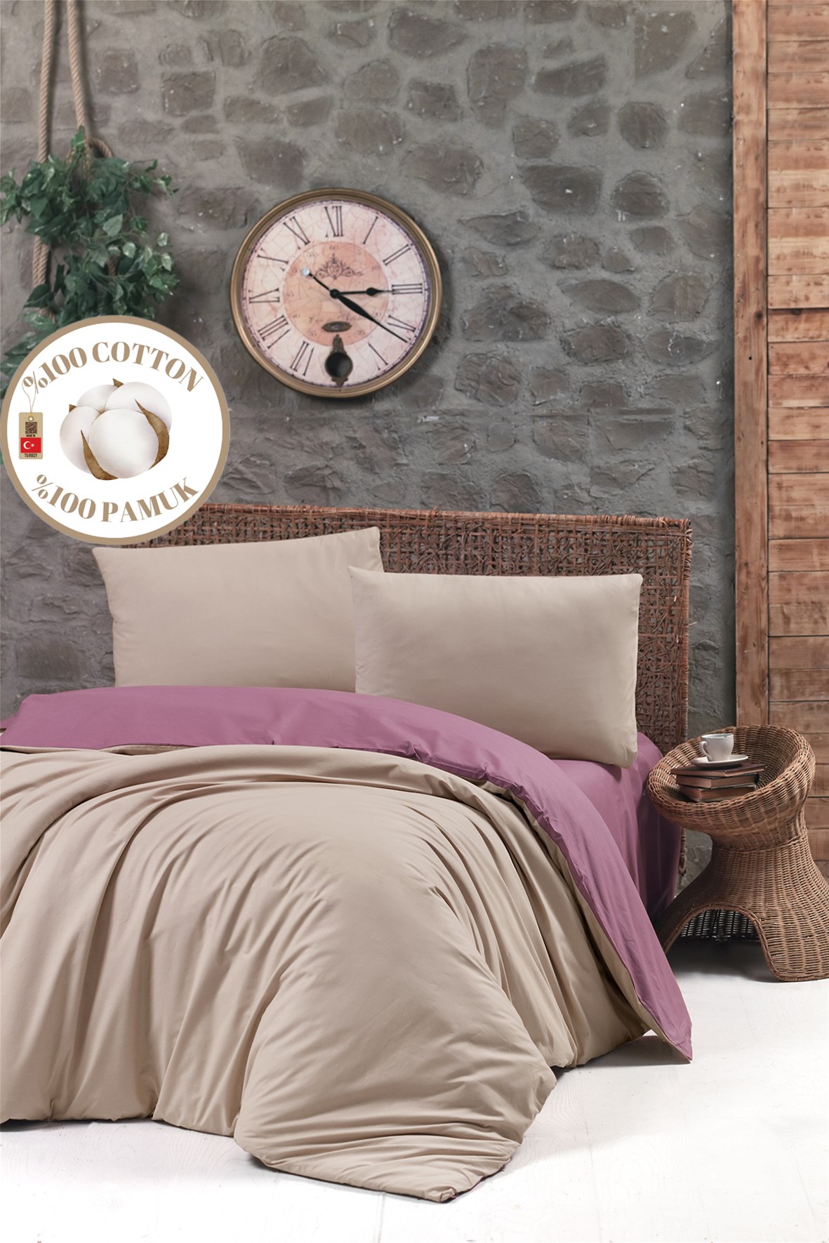 TREND BEJ-BORDO RANFORCE TEK KİŞİLİK NEVRESİM TAKIMI