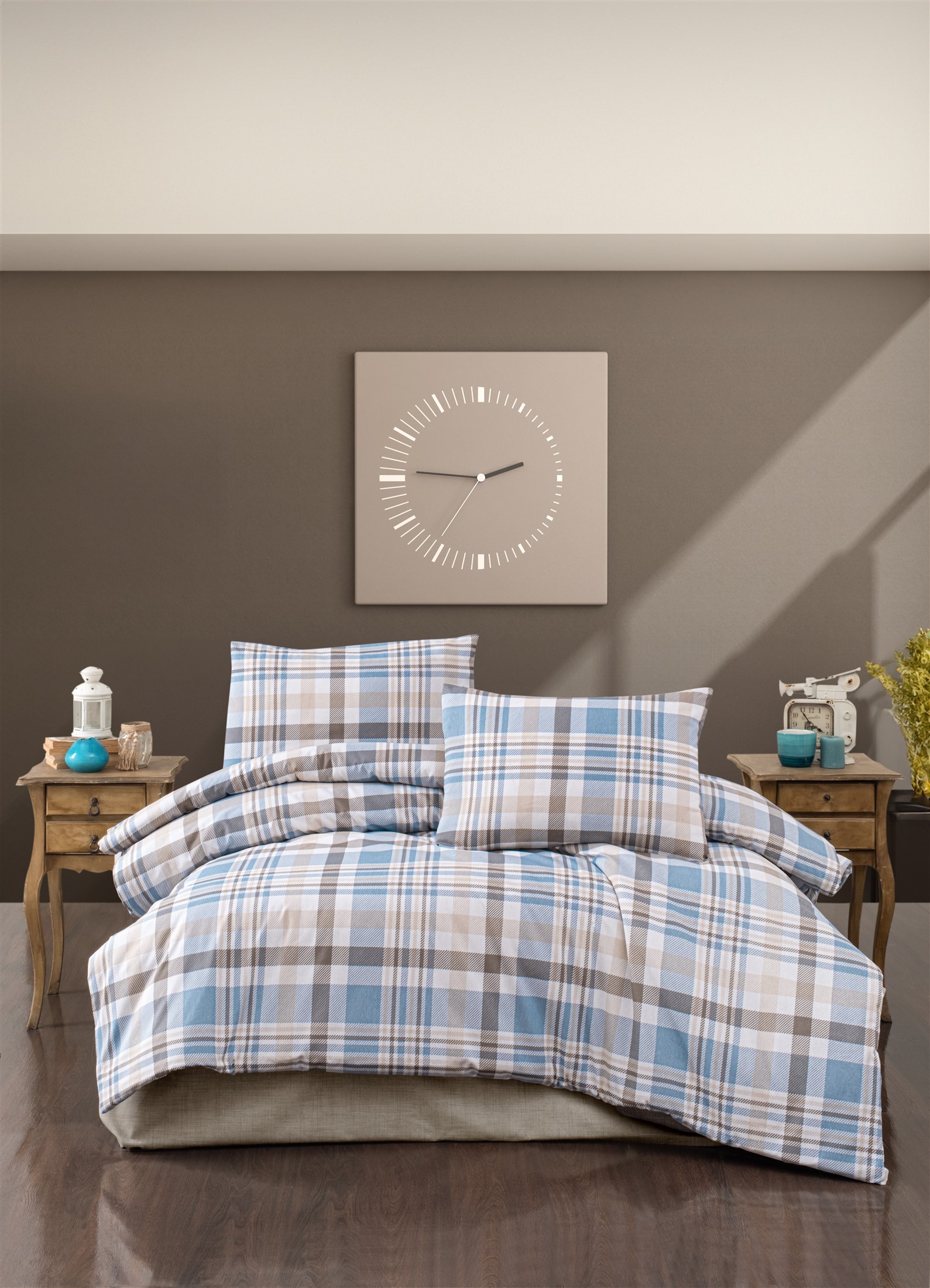 EKOSE MAVİ RANFORCE ÇİFT KİŞİLİK NEVRESİM TAKIMI