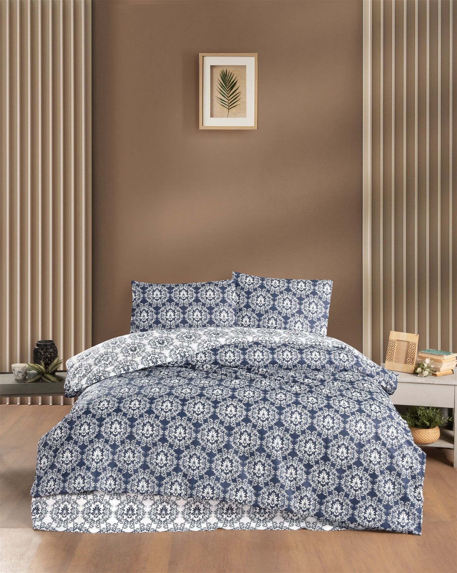 LUİS MAVİ ETNİK RANFORCE TEK KİŞİLİK NEVRESİM TAKIMI