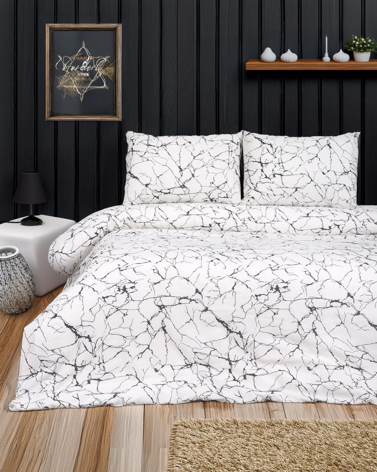 PAMUKLU TREND TEK KİŞİLİK  MERMER DESEN NEVRESİM SETİ ( ÇARŞAFSIZDIR )